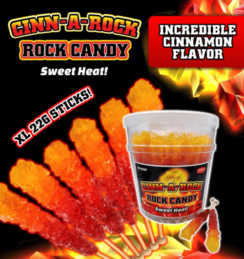 CHINA -Espeez -  Rock Candy on a Stick - Cinn-A-Rock - Tub 36 Units.