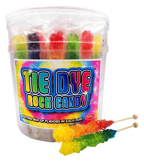 Espeez - Rock Candy On A Stick Jar (Wrapped) - Tie Dye - 22G X 36 Units (Every Tub may have different assortment of Colour)