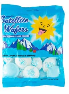 BELGIUM - Peg Bag - SATELLITE Blue Raspberry  Wafers with Tongue Tattoo 1.27oz(36g) x 12 Units