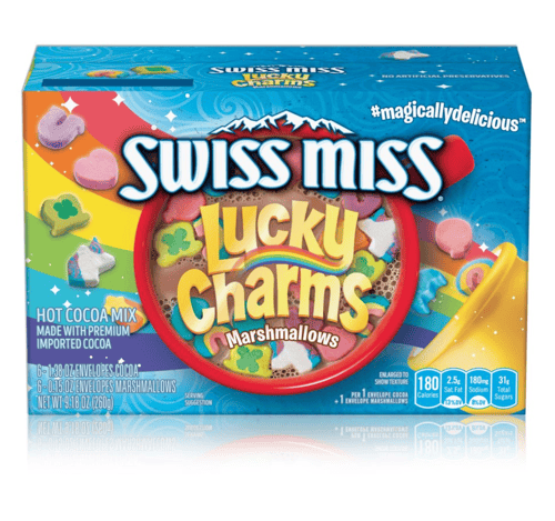 CASE - Swiss Miss Hot Cocoa Mix with Lucky Charms Marshmallows 6-PK x 8 Boxes