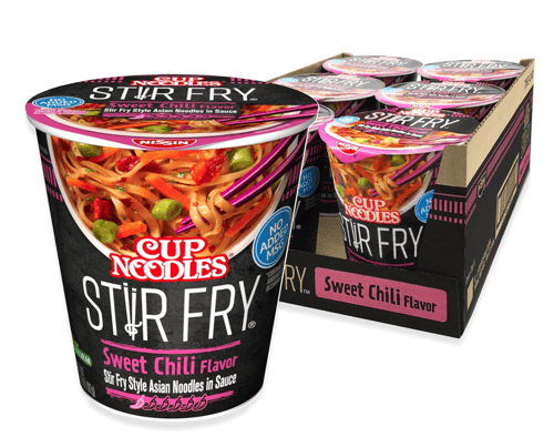 Nissin Cup Noodles - Stir Fry Noodles - Sweet Chili 2.89 oz (82g) x 6 units