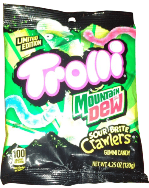 Trolli Peg Bag - LE Sour Mountain Dew Crawlers 4.25oz(120g) x 12 Units