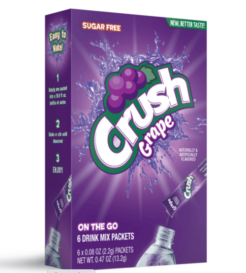 US - Drink Mix - CASE - On the Go - GRAPE Crush Sugar Free (6 pockets) x 12 Boxes