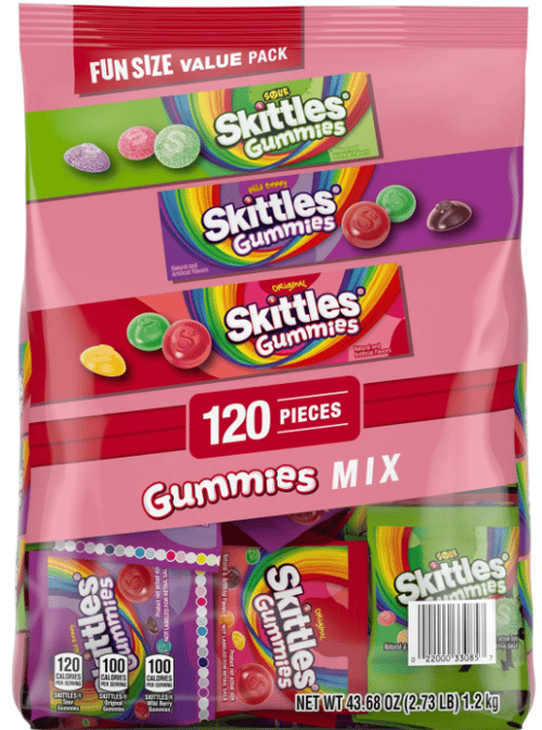 Us - Skittles Gummies - Fun Size Variety Pack (120 Pieces) 43.68oz (1.2kg) x 1 Unit