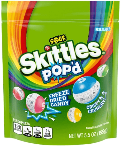 US - Skittles - Popd Sour Stand Up Pouch 5.5oz (155g) x 8 units