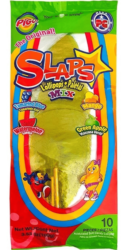Slaps Candy - Original MIX 10-Pk 3.53OZ (100g) x 25 units (Tamarind Blue,Watermelon,Mango and Green Apple)