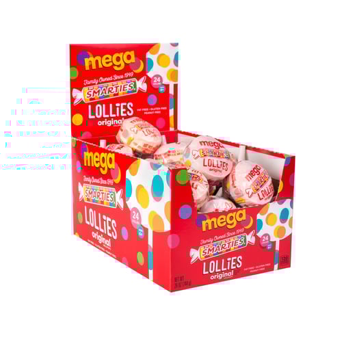 CANADA- Smarties Mega Lollies Box 1.09oz (31g) x 24 Units