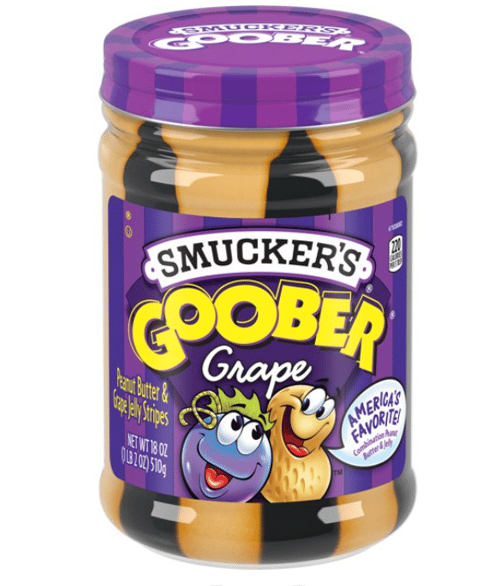 US -  CASE - Smucker Goober - Grape Jelly & Peanut Butter Stripes 18 oz (510g) x 6 Bottles