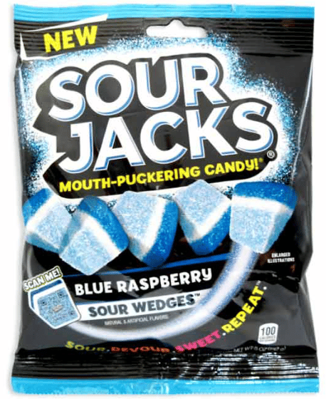 US- Peg Bag - Sour Jacks - Blue Raspberry Wedges 5oz (142g) x 12 units