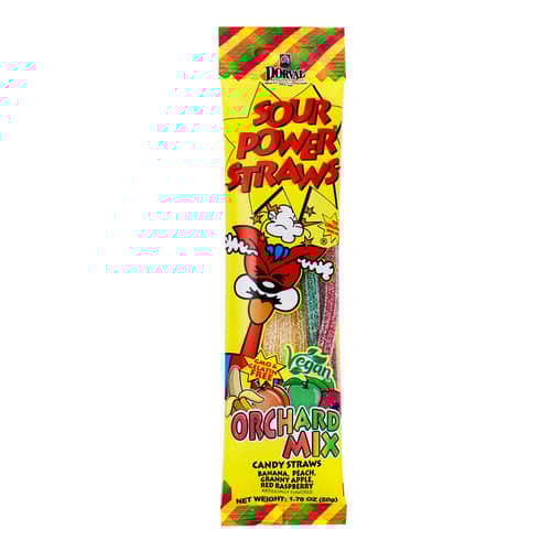 Sour Power Straws - Orchard Fruit Mix 1.75oz (50g) x 24 Units