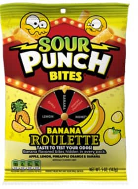 Us - Sour Punch Banana Roulette Bites Peg Bag - 5oz (142g) x 12 units
