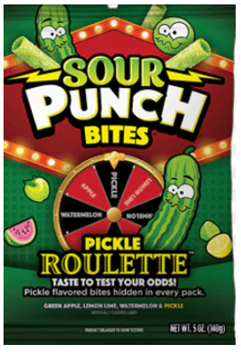US - Peg Bag - Sour Punch Bites Pickle Roulette - 5oz (142g) x 12 units