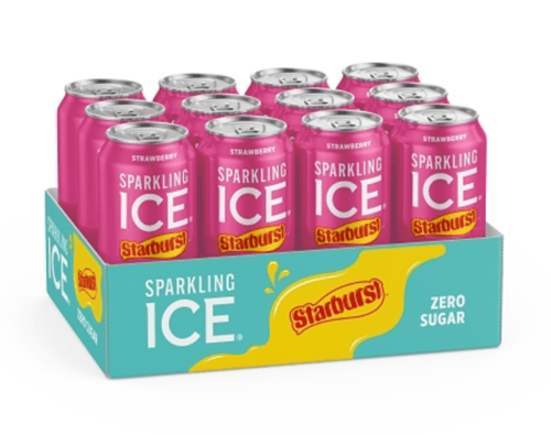 Us - Beverage - Sparkling Ice - Starburst - Strawberry ZERO SUGAR 16 fl oz (473.17ml) x 12 Cans (Buyer is responsible if drinks may leak during shipping and weather)