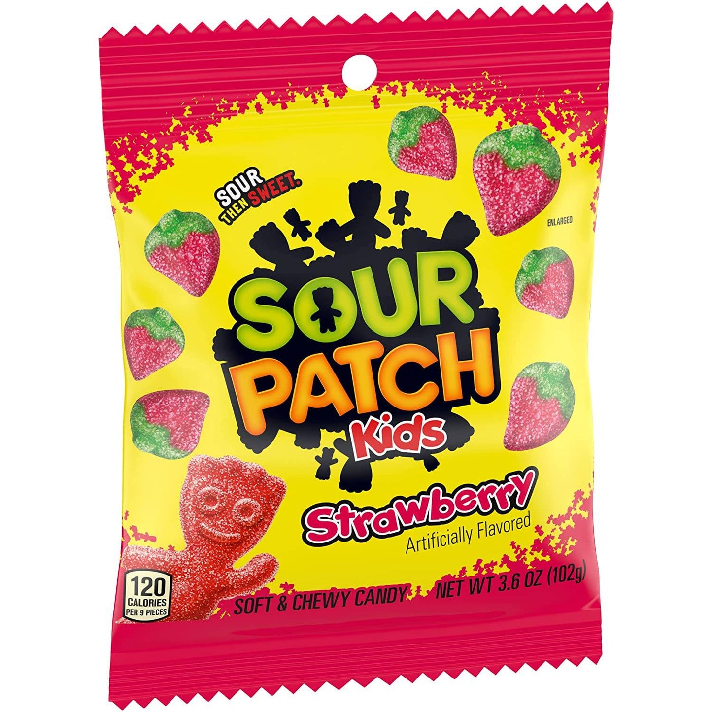 (S1-11) Sour Patch Kids - Strawberry Peg Bag 3.6oz (102g) x 12 Units