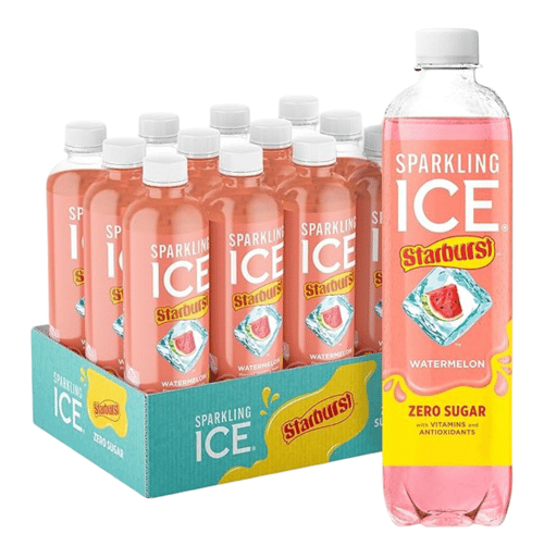 Us - Beverage - Sparkling Ice - Starburst - Watermelon ZERO SUGAR 17 fl oz (502.75ml) x 12 Bottles (Buyer is responsible if drinks may leak during shipping and weather)