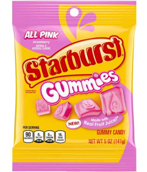 US - Peg Bag - Starburst Gummies - All Pink 5oz(141g) x 12 units