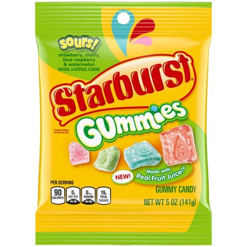US - Peg Bag - Starburst Gummies - Sours 5oz(141g) x 12 units