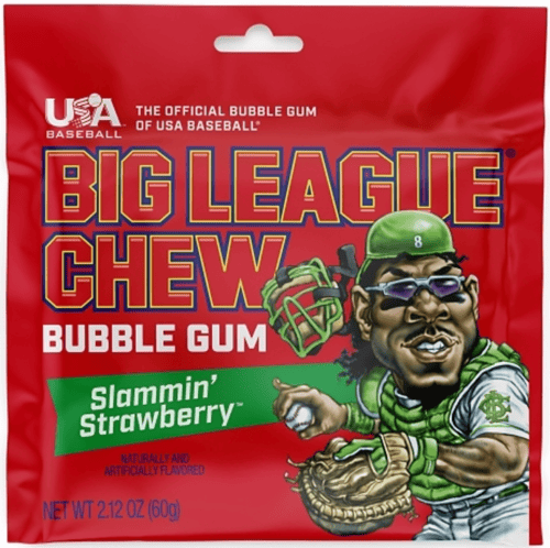 (S1-08) US - Big League Chew Slammin' Strawberry 2.12oz x 12 units