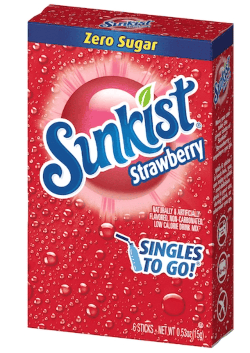 US - Drink Mix - Singles to Go - Zero Sugar - Sunkist  - Strawberry (6 Pack) x 12 units