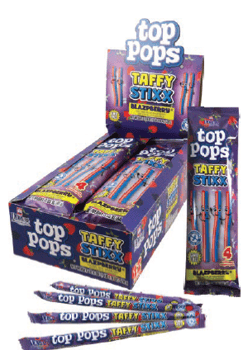 Top Pops Taffy Stixx Blazpberry 1.55oz (44g) X 12 Units