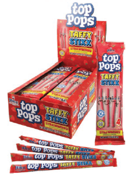 Top Pops Taffy Stixx Strawberry 1.55oz (44g) X12 Units