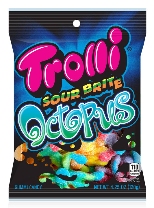 (S1-10) Trolli Peg Bag - Sour Brite Octopus 4.25 oz x 12 units