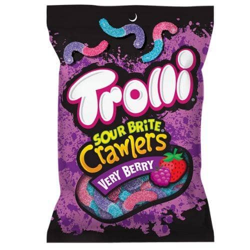 (S1-10) Trolli Peg Bag - Sour Brite Crawlers - VERY BERRY 5oz x 12 units