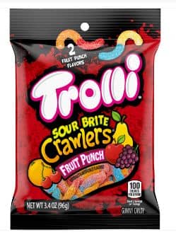 (S1-10) Trolli Peg Bag - Sour Brite Crawlers Fruit Punch 3.4oz(96g) x 12 Units