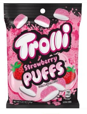 US - Trolli Peg Bag - Strawberry Puff 4.25 oz x 12 units