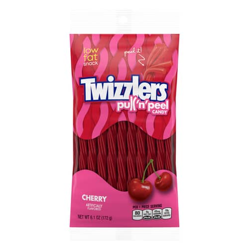 TWIZZLERS PULL 'N' PEEL Cherry Peg Bag - 6.1 oz (173g) x 12 Units