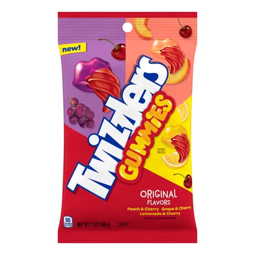 Twizzlers Gummies Peg Bag - Original (Peach Grape Lemonade & Cherry) 7 oz(198g) x12 Units