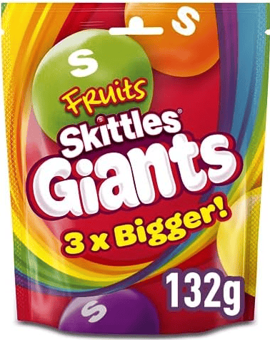 UK - Skittles Giants - Fruits 132g x 15 units (Best Before May 30, 2026)