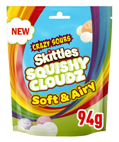 UK - Skittles Squishy Cloudz - SOUR 94g x 18 units (Best Before April 14, 2026)