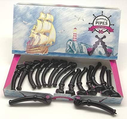UK Skippers Liquorice Pipes 16 Pack (Shipping Boxes are partially damaged during shipping, individual units are fine)