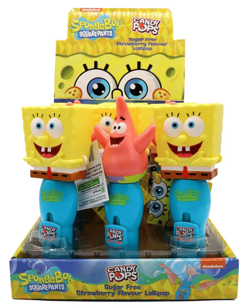 China - CANDY POPS - Sugar Free - PUSH N TWIST - SpongeBob SquarePants 8g X 12 units