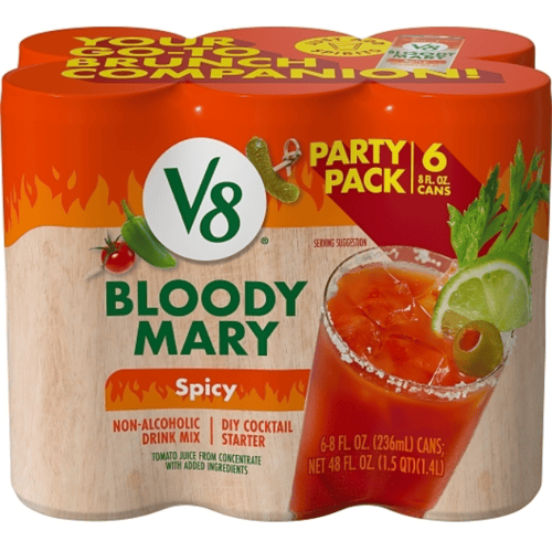 US - Beverage - V8 Bloody Mary Spicy Mix 8 fl oz (236ml) x 6 Cans (Buyer is responsible if drinks may leak during shipping and weather)