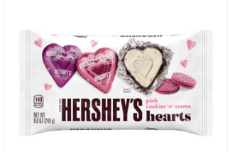 Valentine - Hersheys Pink Cookies 'n' Creme Pink Hearts Laydown Bag - 8.8 oz (249g) x 1 Bag