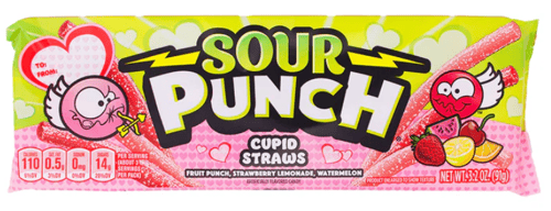 Valentine - Sour Punch - Red and Pink Cupid Straws 3.2oz (91g) x 24 Units