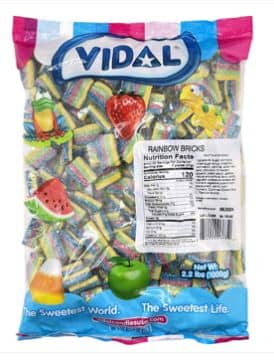 Bulk -  Vidal Rainbow Bricks (Licorice)  2.2 Lb (1kg) x 1 Bag