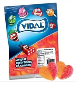 Bulk - Vidal Gummi Peach Hearts - 4.4 lb (2kg) x 1 Bag