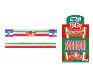 Bulk - Vidal Sour Wrapped Belts - Watermelon (150 pieces) x 1 Box