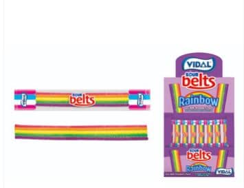 SPAIN - Bulk - Vidal Sour Wrapped Rainbow Belts (150 pieces) x 1 Unit