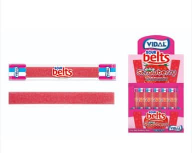 Spain - Bulk - Vidal Sour Wrapped Belts - Strawberry (150 pieces) x 1 Box