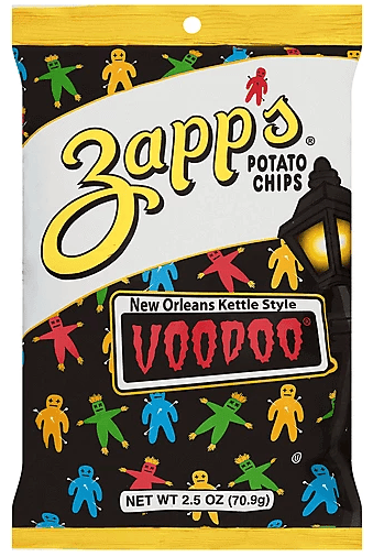 Chips - CASE - Zapp's New Oreleans Kettle Style - Voodoo 2.50oz (70.9g) x 10 units (chips bags may deflated during shipping)