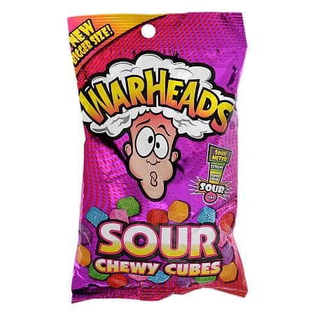 Peg Bag - Warheads Sour Chewy Cubes 5 oz (x12 units)