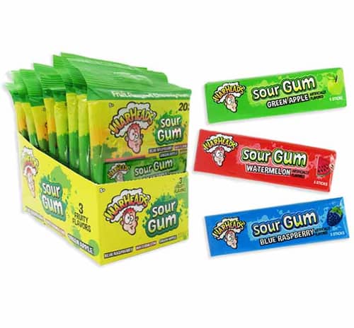 US - Warheads Sour Gum 4-PK Peg Bag x 10 Bags