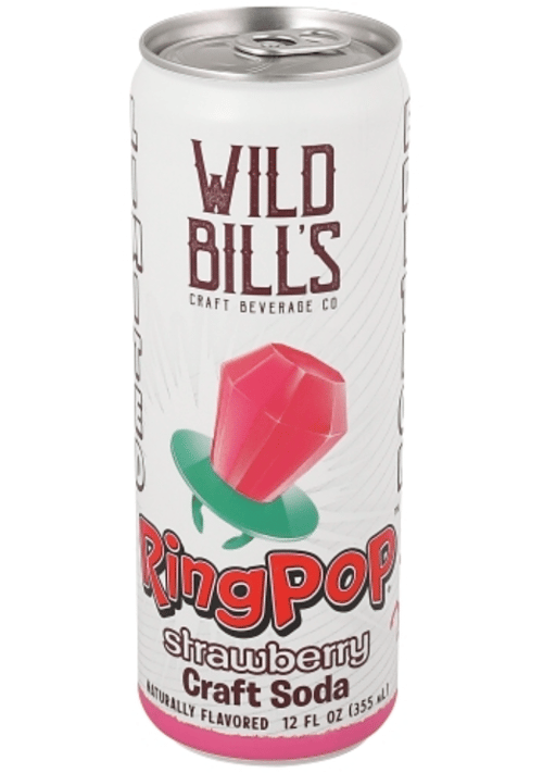 BEVERAGE - Wild Bill Soda Ring Pop -  Strawberry 12 fl oz (355ml) x 12 Units (Buyer is responsible if drinks may leak during shipping and weather)