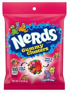 US - Nerds Gummy Clusters - Rainbow Peg bag 3oz(85g) x 12 Units