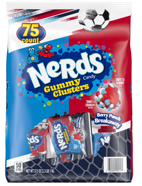 World Cup - USA Breakaway - Nerds Gummy Clusters - Berry Punch Rush Treat Size (75 Pieces) - 37.5oz (1Kg) x 1 Bag