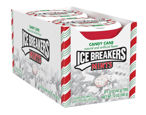 US - XMAS - ICE BREAKERS - CANDY CANE Mints Dispenser - 1.5oz(43g) X 8 UNITS